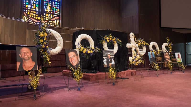 The memorial service held for the crew members of the FV Destination.