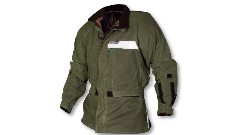 Waxed cotton makes a great all-weather shell for motorcyclists. Don't believe waxed cotton is waterproof? Try going 85 MPG through a rain storm in it for days at a time and you'll be a believer. Duluth, Minnesota-based Aerostich makes a technical motorcycle suit from the material.
