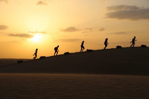 In spring 2017, the team trained in Oman’s Rub’al Khali desert, where sunset offered relief from the day’s soaring temperatures. The Arabian Peninsula was nearly 130 degrees hotter than what they’d face at the North Pole.