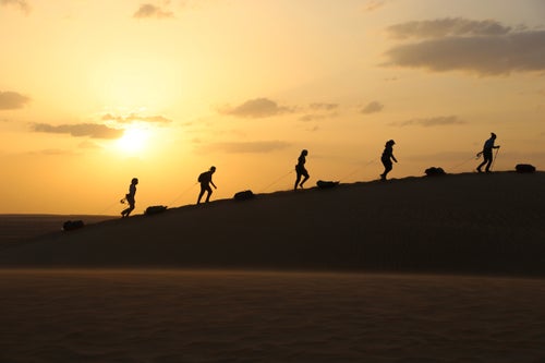 In spring 2017, the team trained in Oman’s Rub’al Khali desert, where sunset offered relief from the day’s soaring temperatures. The Arabian Peninsula was nearly 130 degrees hotter than what they’d face at the North Pole.
