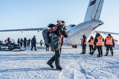 The Russian ice station Barneo, which exists for roughly a month a year, is all about the runway. This year’s is 100 yards shorter than ideal and was built 72 hours before we arrived on April 14. How? By parachuting in two tractor-plows, 40 tons of equipment, and a fleet of hardy workers.