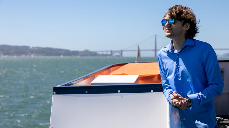 Boyan Slat watches the launch.