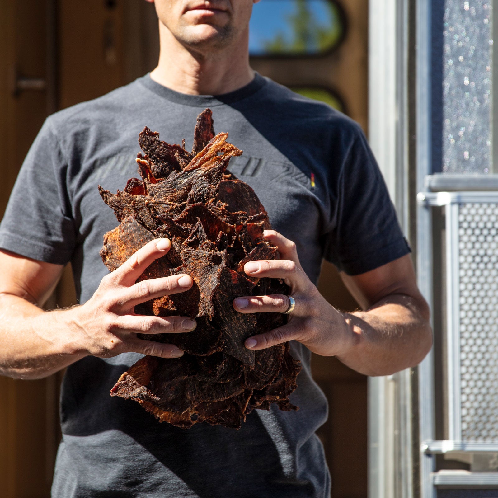 Jerky is a common staple on the road. With a dehydrator, you can make it yourself.