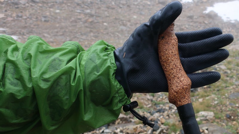 Due to the fabric's transparency, moisture buildup can be seen inside the jacket. Uncomfortable clamminess can be mitigated with a next-to-skin layer, like a long-sleeve shirt or midlayer fleece.