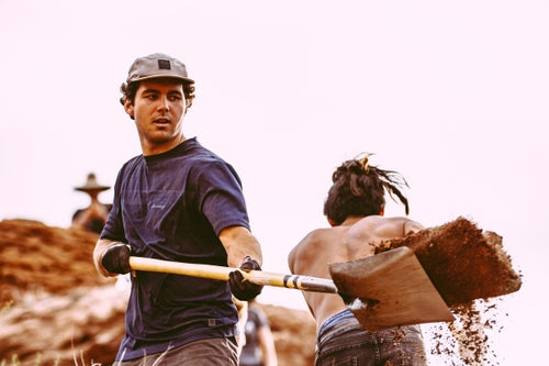 Some of the most important aspects of the event—diggers and inexpensive shovels and rakes.