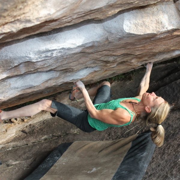 Erbesfield-Raboutou climbing in Hueco in 2011.