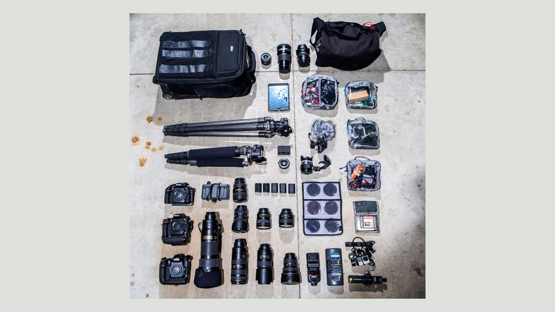 The camera gear Palley hauls to a fire.