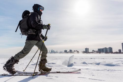 When Patrick Ozner, 28, of Chicago, Illinois, booked a split boarding trip to Montana for the fourth year in a row, he knew he needed to get in some training for the enduring vert he would face. Living in Chicago isn't necessarily the best place to train for the mountains, especially when there’s a polar vortex with temperatures ranging anywhere from -20 to -50 degrees Fahrenheit. But some cold weather wasn't going to stop him. He strapped up along the lakefront and made his way around the shoreline.