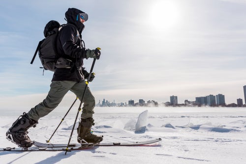 When Patrick Ozner, 28, of Chicago, Illinois, booked a split boarding trip to Montana for the fourth year in a row, he knew he needed to get in some training for the enduring vert he would face. Living in Chicago isn't necessarily the best place to train for the mountains, especially when there’s a polar vortex with temperatures ranging anywhere from -20 to -50 degrees Fahrenheit. But some cold weather wasn't going to stop him. He strapped up along the lakefront and made his way around the shoreline.