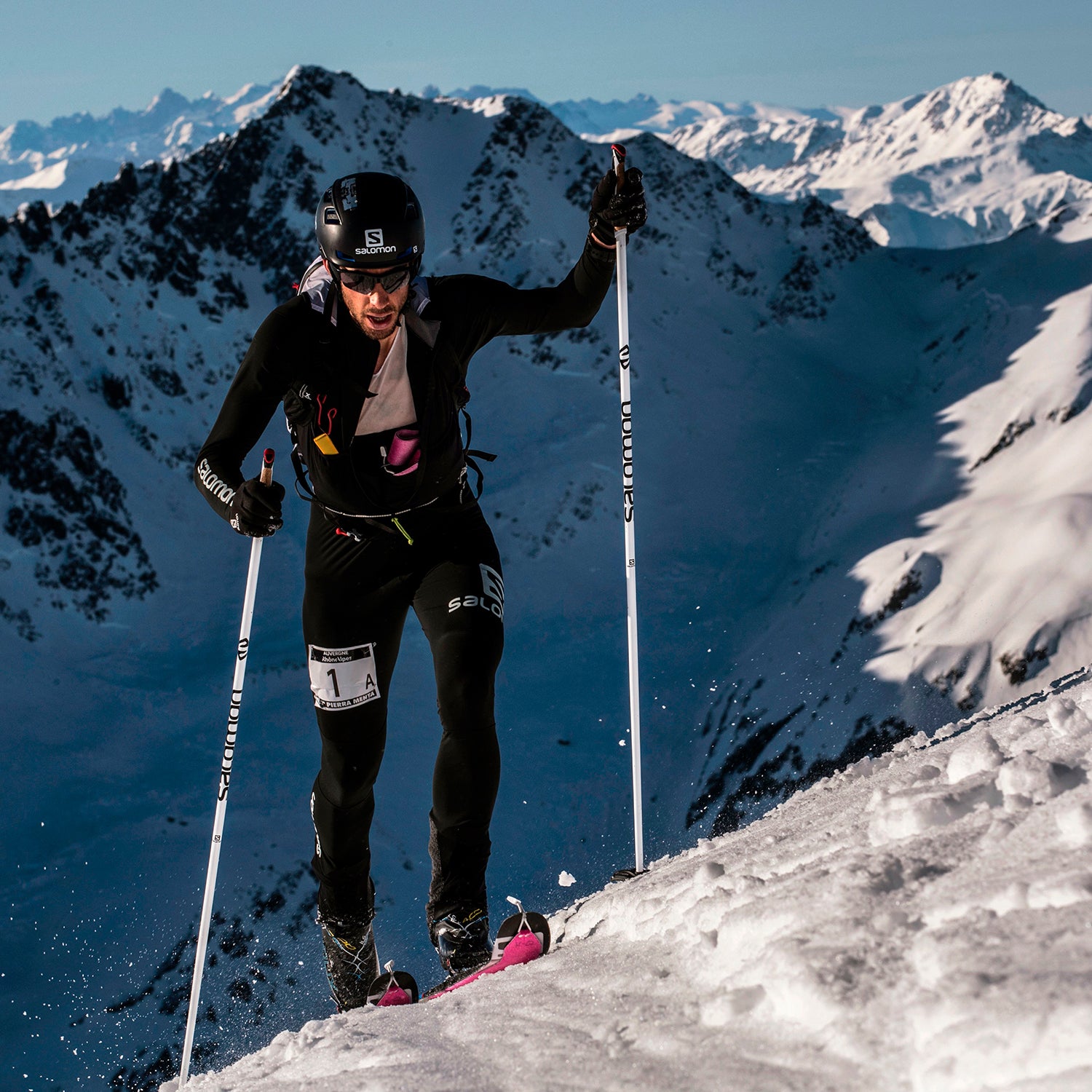 Kilian Jornet competes during the third stage of Pierra Menta in 2017.