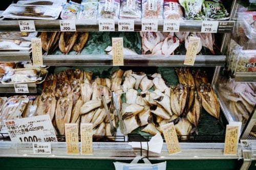 Fresh catch at a market in Kutchan, north of Niseko