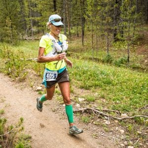The author winning the TransRockies Run, a 52-mile stage race, in 2014