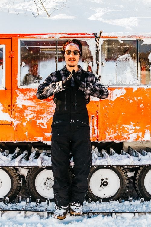 The island’s snowcats can be small, old, and a little unwieldy. Ken Komamiya, pictured, works for Big Wave Snow Cat Tours, a backcountry-skiing operation. “He’s really a crazy guy,” says Drzastwa. “After a terrifying day on the snowcat with Ken, you may want to call your mom just to tell her you love her.”