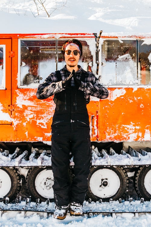 The island’s snowcats can be small, old, and a little unwieldy. Ken Komamiya, pictured, works for Big Wave Snow Cat Tours, a backcountry-skiing operation. “He’s really a crazy guy,” says Drzastwa. “After a terrifying day on the snowcat with Ken, you may want to call your mom just to tell her you love her.”