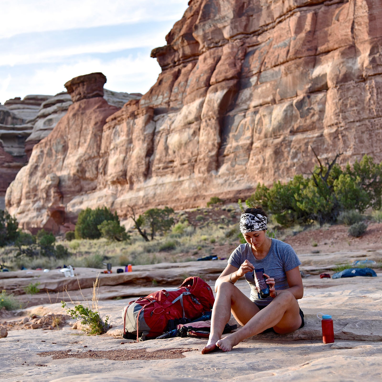 A backpacker in Canyonlands National Park, Moab, Utah