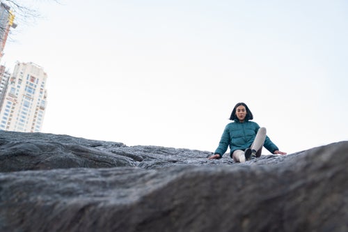 “The Atlantic published an article last year about how puberty kills girls’ confidence. And the worst part? We rarely ever get that confidence back. Data supports that teenage girls who are active in sports may gain confidence by taking risks and facing failures in an organization that centers around such experiences.
“One of my coaches gave me some unique training advice when I was about 16. He suggested outside of team practice, when I’m climbing in the gym on my own, to seek out those groups of strong older men and send their projects. I followed his advice and still do. Over and over, I proved to myself that my small, brown girl body could climb just as well those cliques of strong adult men. I believe it’s made me most confident when I “should” feel the least. To this day, I love climbing for an audience; the pressure of people watching motivates me to perform.”