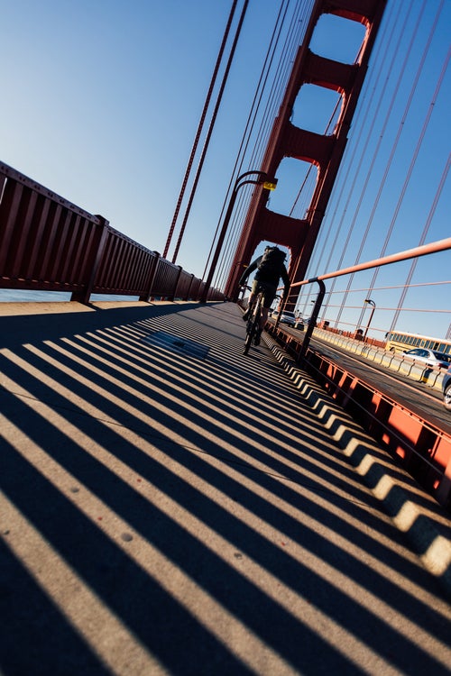 9:21 A.M.
At this hour on the Golden Gate Bridge, bike commuters are sparse and the tourists have yet to arrive. “I've ridden over the bridge well over a thousand times in my life. And I've seen a lot of things, both beautiful and traumatic and sad happen here. It's super powerful and it never gets old.
“It’s really special to be able to do this. Plus, it saves me like $8 per day in bridge toll. So that's also helpful.”