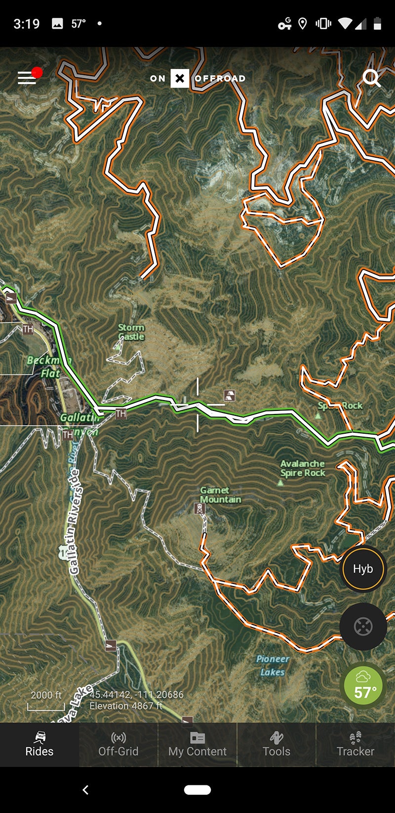 Here’s the general area I’d like to go. The trails that are currently open are green, and the closed ones are orange. To see when those open, I just have to click on them.