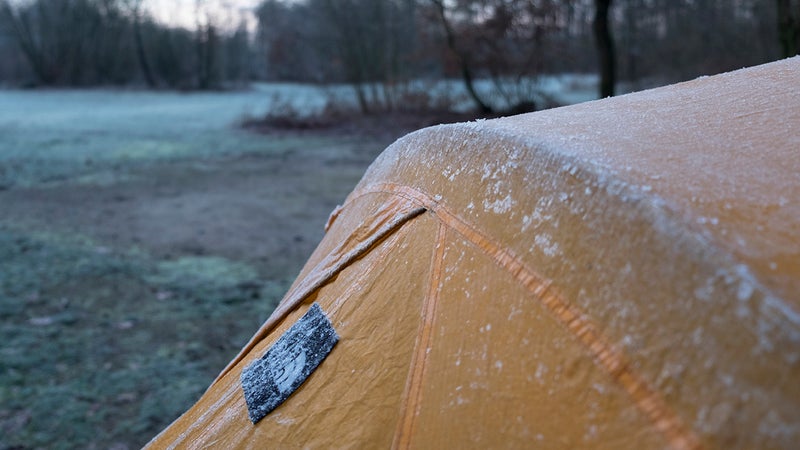Frost is fine on the outside of a tent, but if you see it on the inside, you have a condensation issue.