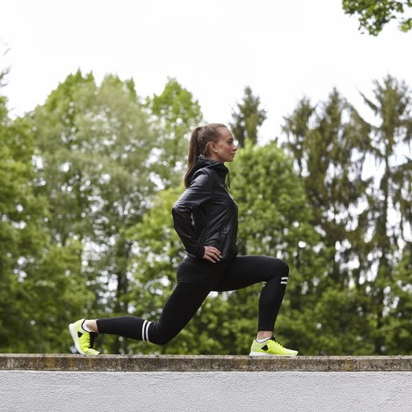 Woman stretching legs