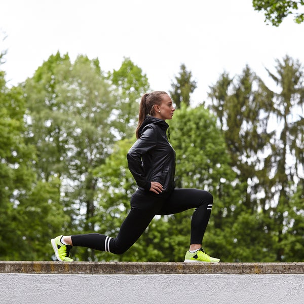 Woman stretching legs