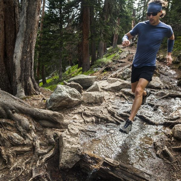 Man running backcountry