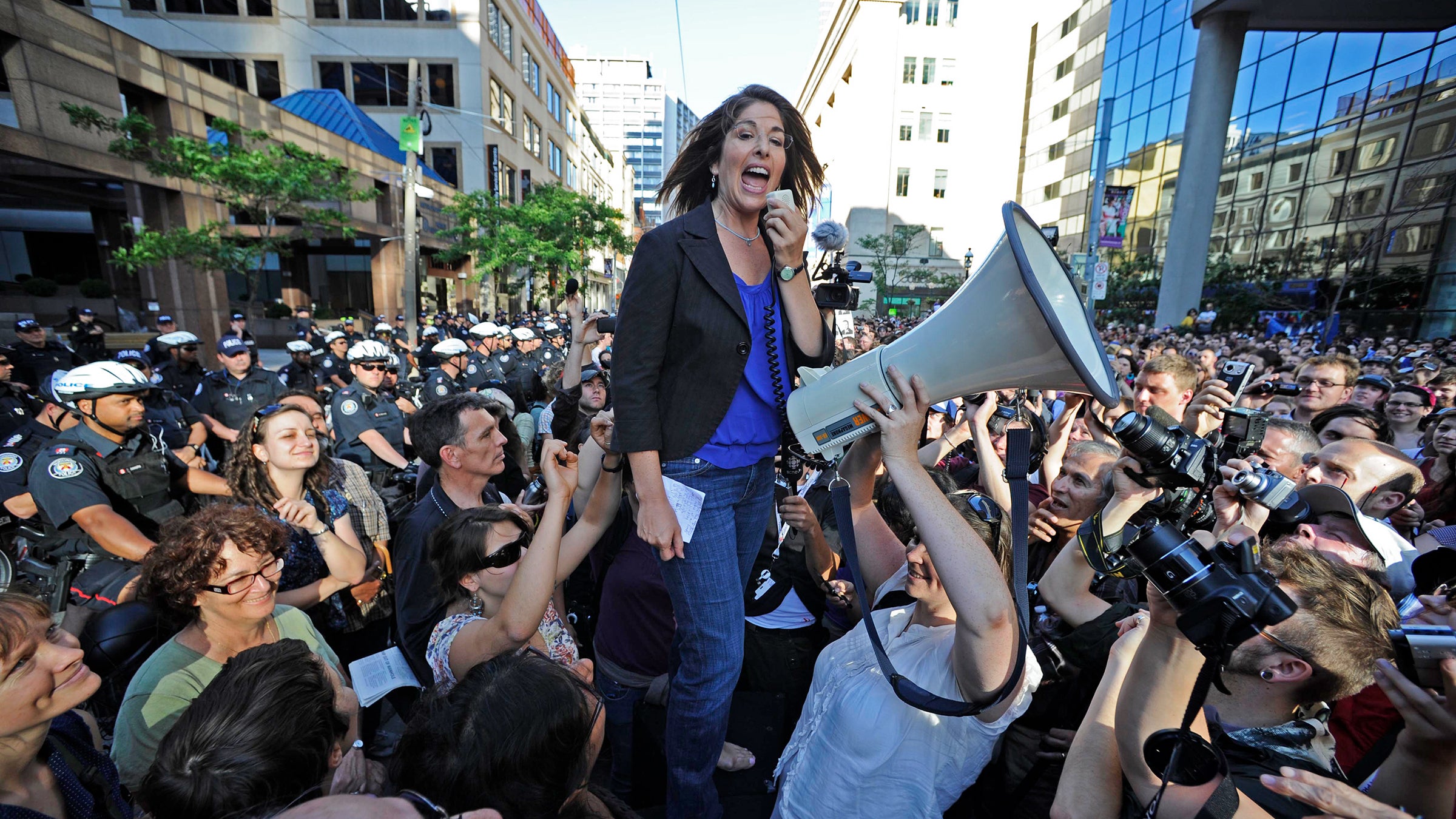 Klein protests at the G20 summit in Toronto in 2010