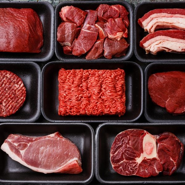 Meat in trays