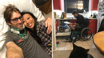 Bernstein and the author in the hospital in August; right, at home in Boulder, Colorado, in October