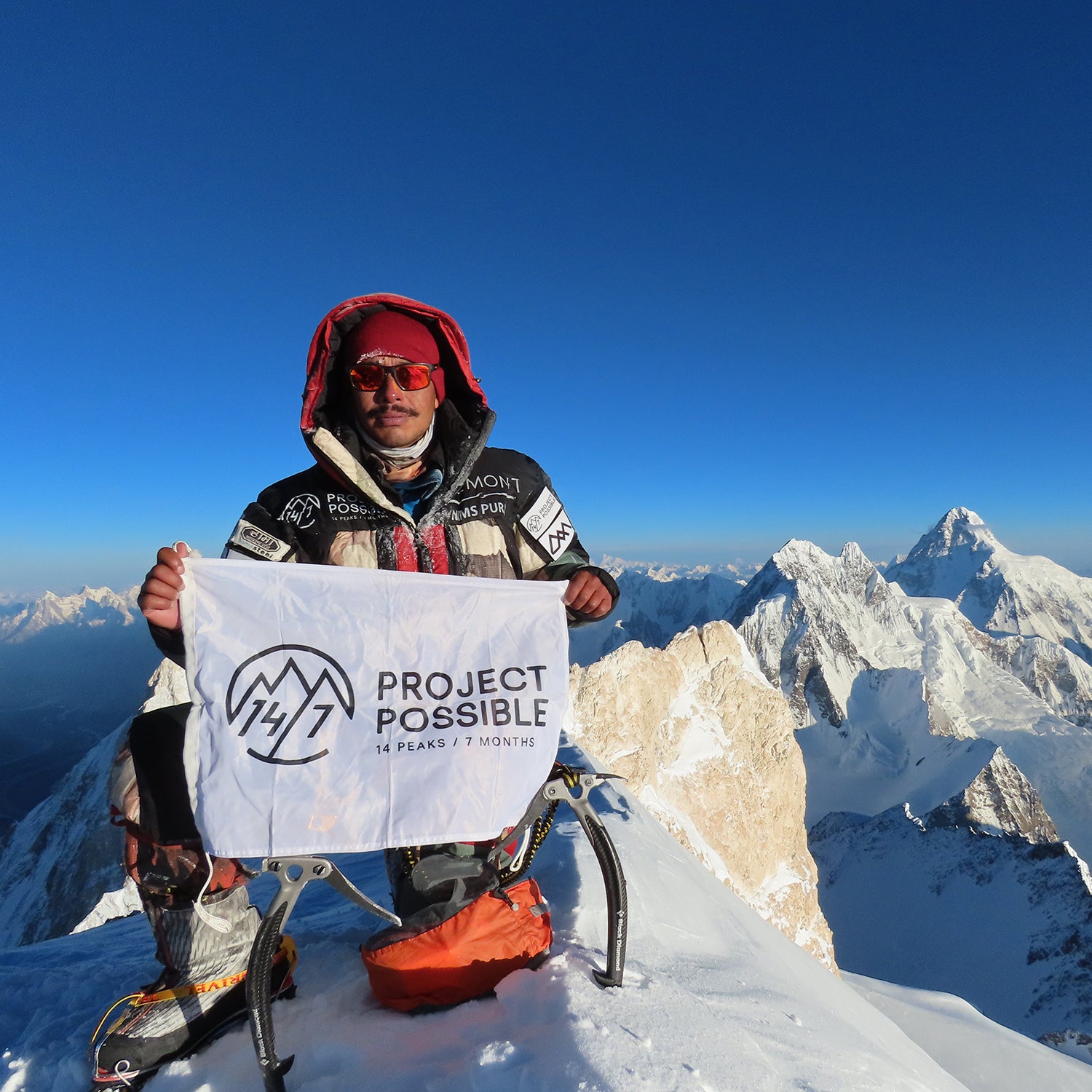 Nirmal Purja at the summit of Gasherbrum II on July 18