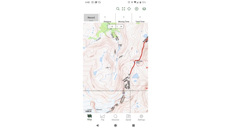 A screenshot of the 7.5-minute layer, as seen in the GaiaGPS app
