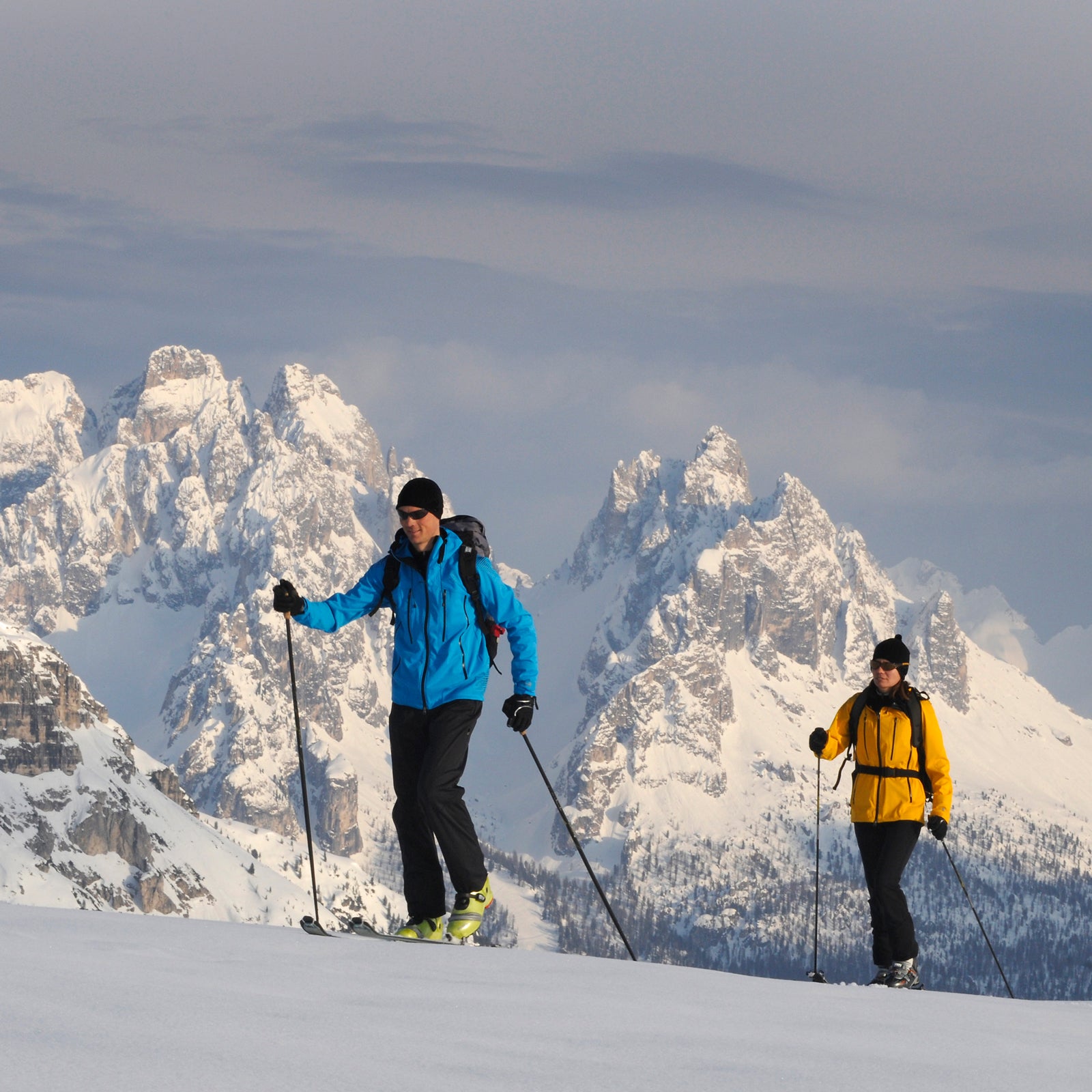 Avalanche safety in the backcountry includes going in a group and staying close together.