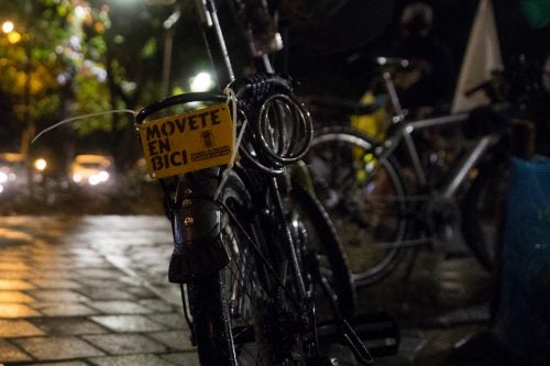 Biking at night in Medellin, Colombia