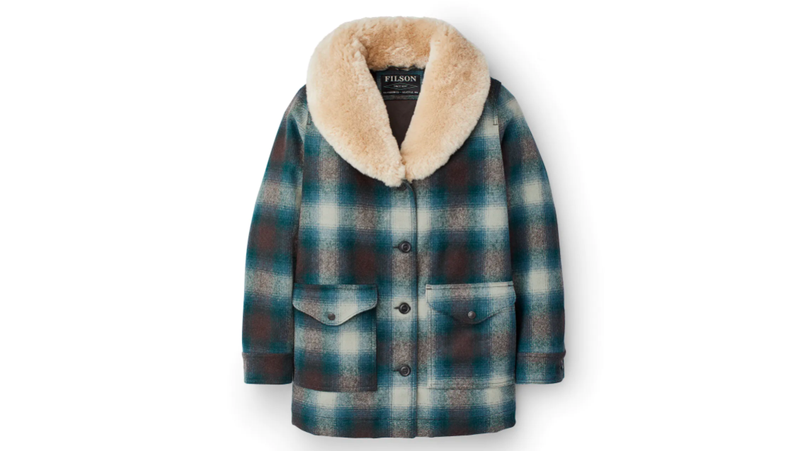 Made from heavy wool and real sheepskin shearling, Filson's wool trapper coat really does work outside.