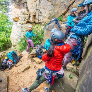 Climbers attend a clinic during Flash Foxy’s Women's Climbing Festival.