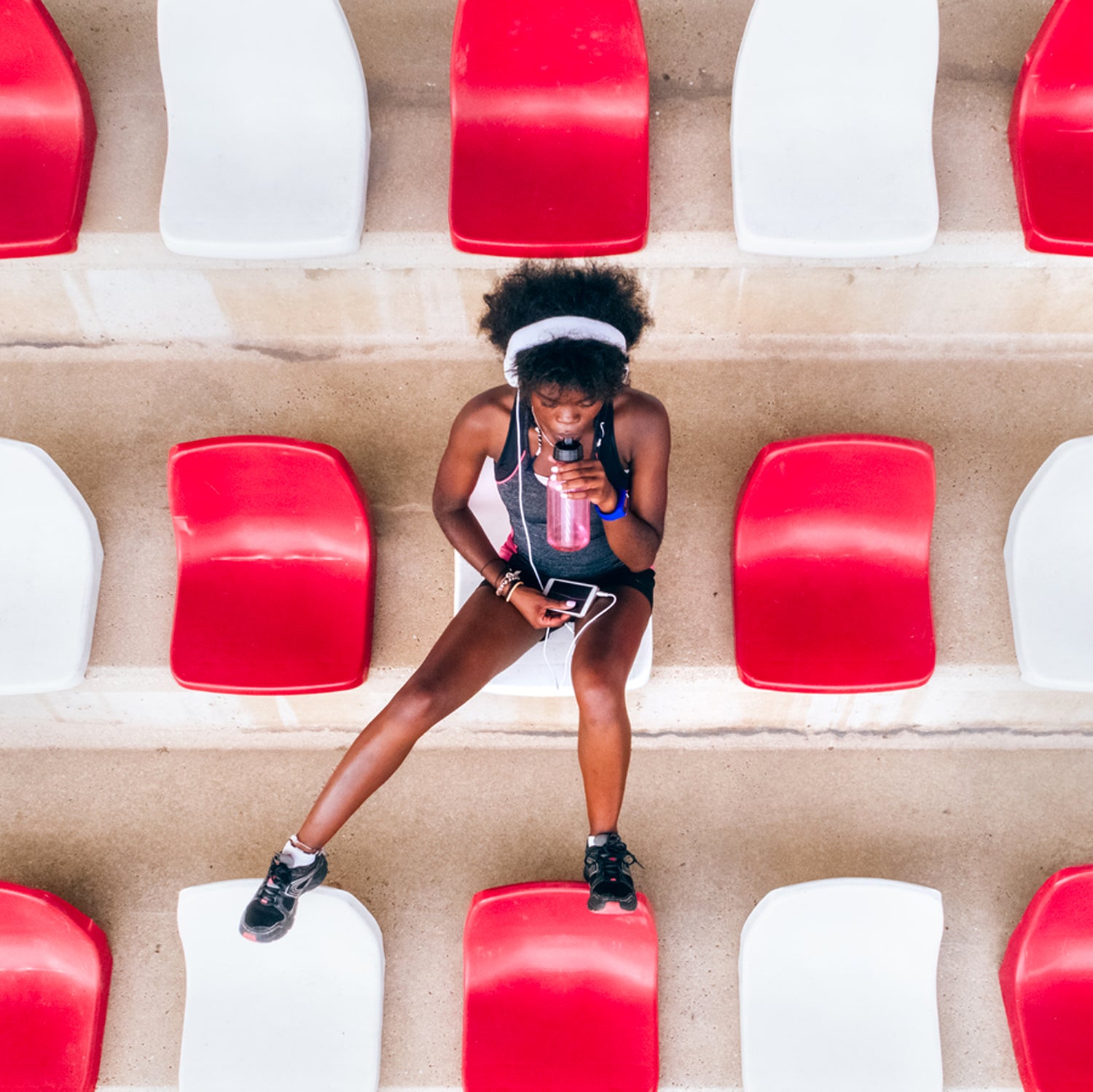 Black Athlete Woman In An Athletics Stadium