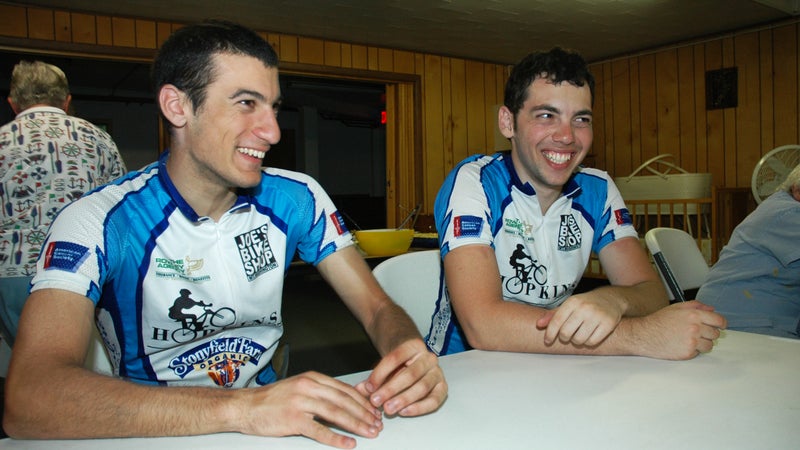 The author (left) and Ersin at a local church in Fayette, Ohio that hosted a dinner for the team