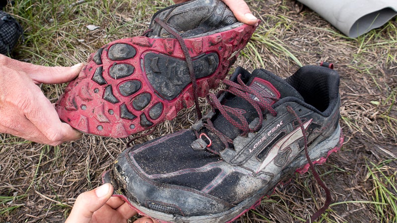 For off-trail terrain, the Lone Peak is too soft and too wide and still doesn’t offer adequate durability. This is how one pair looked after a week in the Brooks Range.