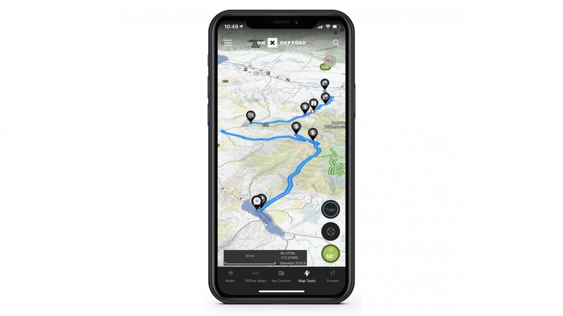 Open the app and you’ll find trails displayed in green, red, and blue. The blue ones are the guided trails. There’s not a ton of them yet, but OnX is hoping to change that with its new Trail Guide program, which solicits input from experienced off-roaders to populate the app with guided routes.