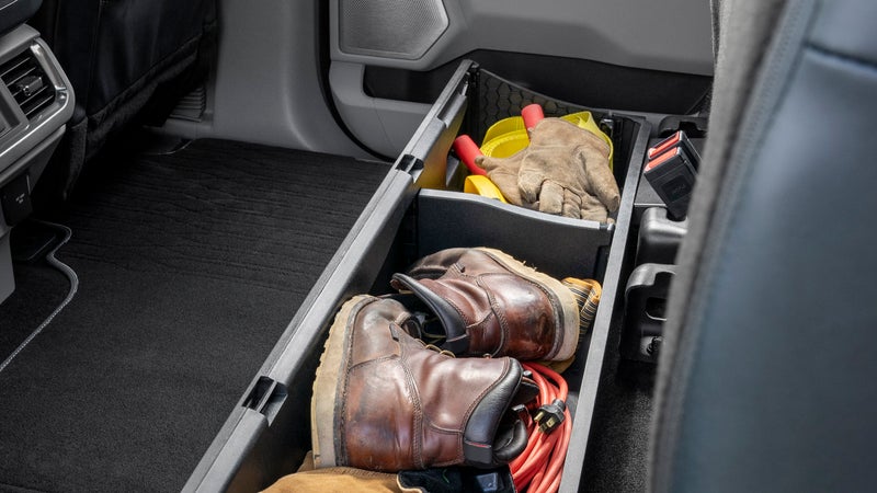 This foldaway gear storage bin uses otherwise wasted space to organize your stuff.