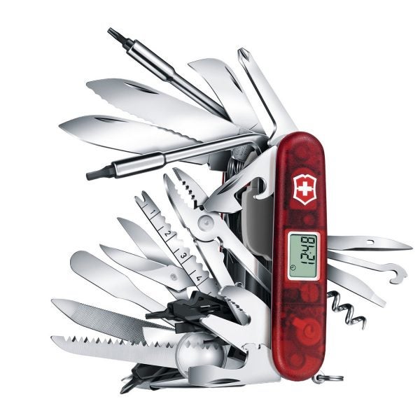 The Victorinox Swiss Army Knife Swiss Champ XAVT ($450) features 82 different tools and weighs three-quarters of a pound. It is not the right knife for you.