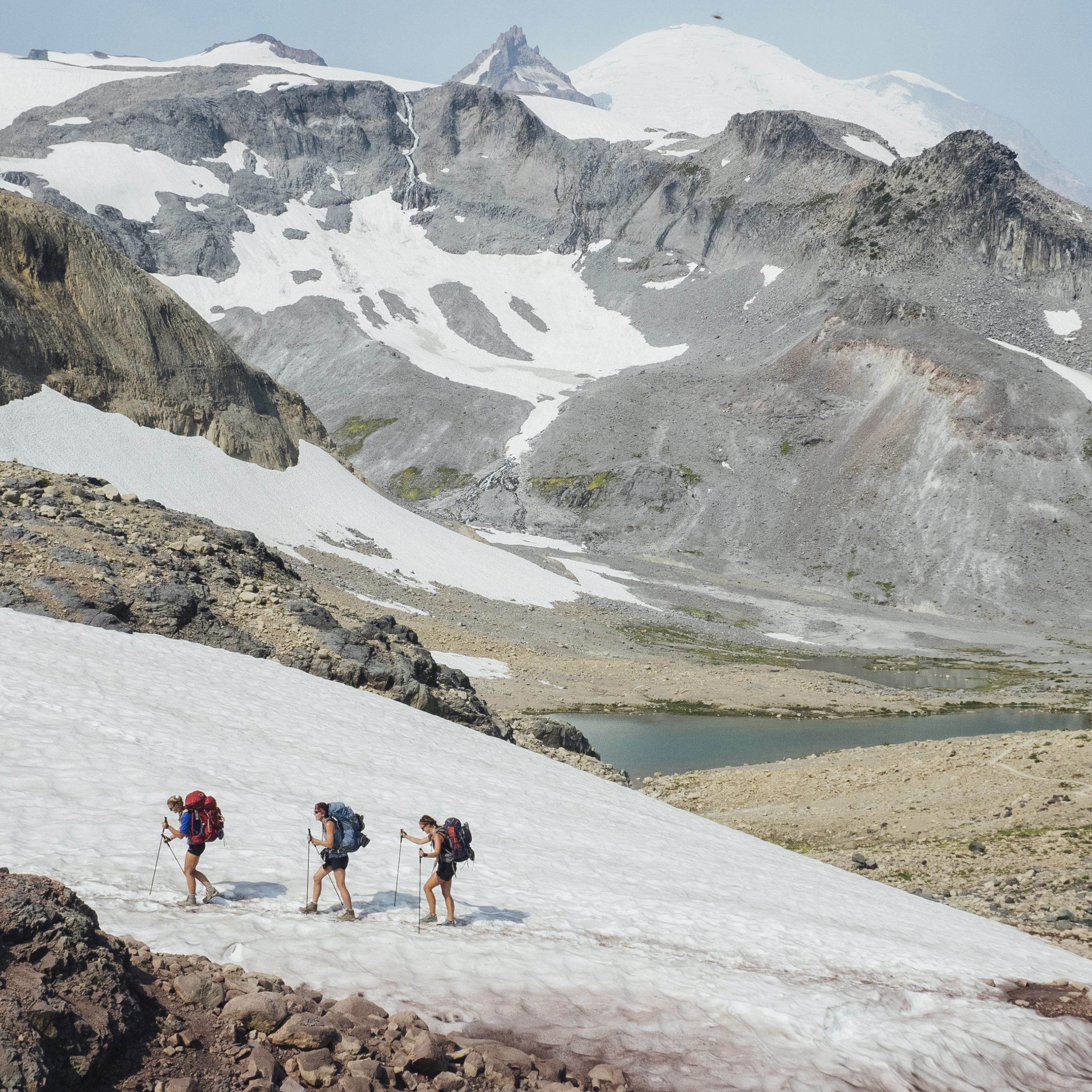 Mother and daughters on the Wonderland Trail, Mt. Rainier National Park.