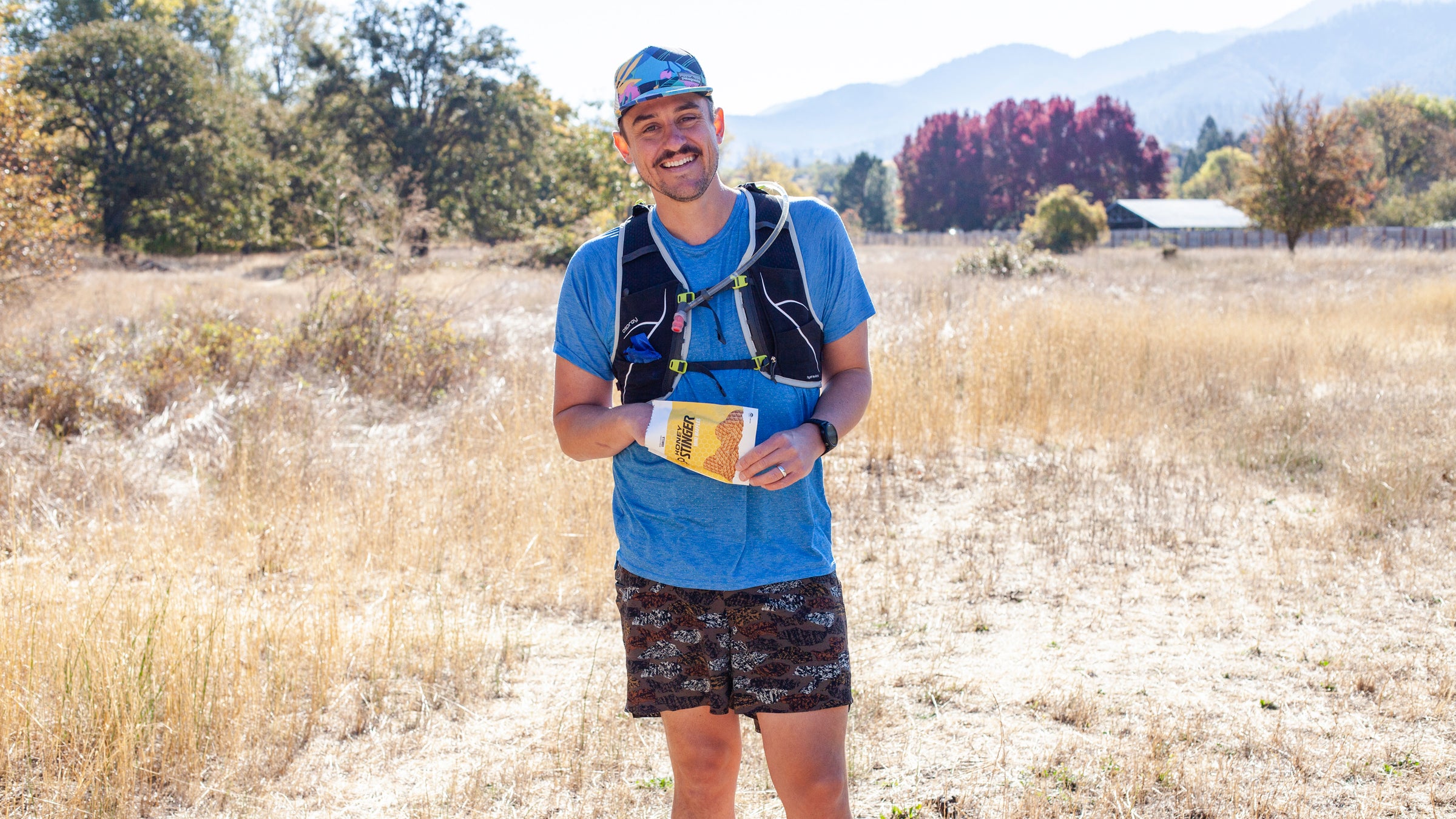 Outside gear columnist Joe Jackson in running gear in field