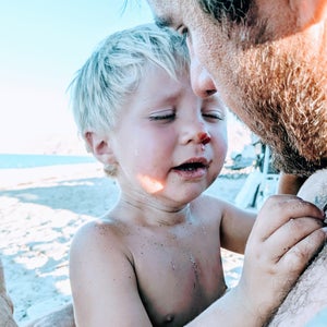 Wilder’s dad and I got into a wrestling match while camping on a beach in Mexico last year, when Wilder was two. That kid is brave: he jumped into the middle of it to try and save his dad. One of us must have kicked or elbowed him in the process, resulting in this bloody nose. Wilder didn’t seem to mind too much.