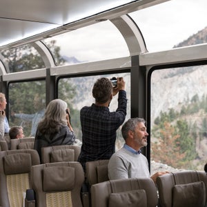 Skip the car entirely and hop aboard a train.