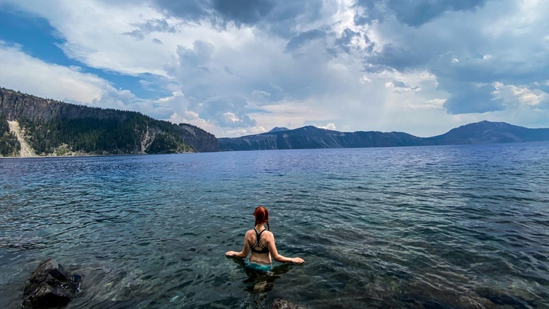 Swimming in the big blue void of Crater Lake