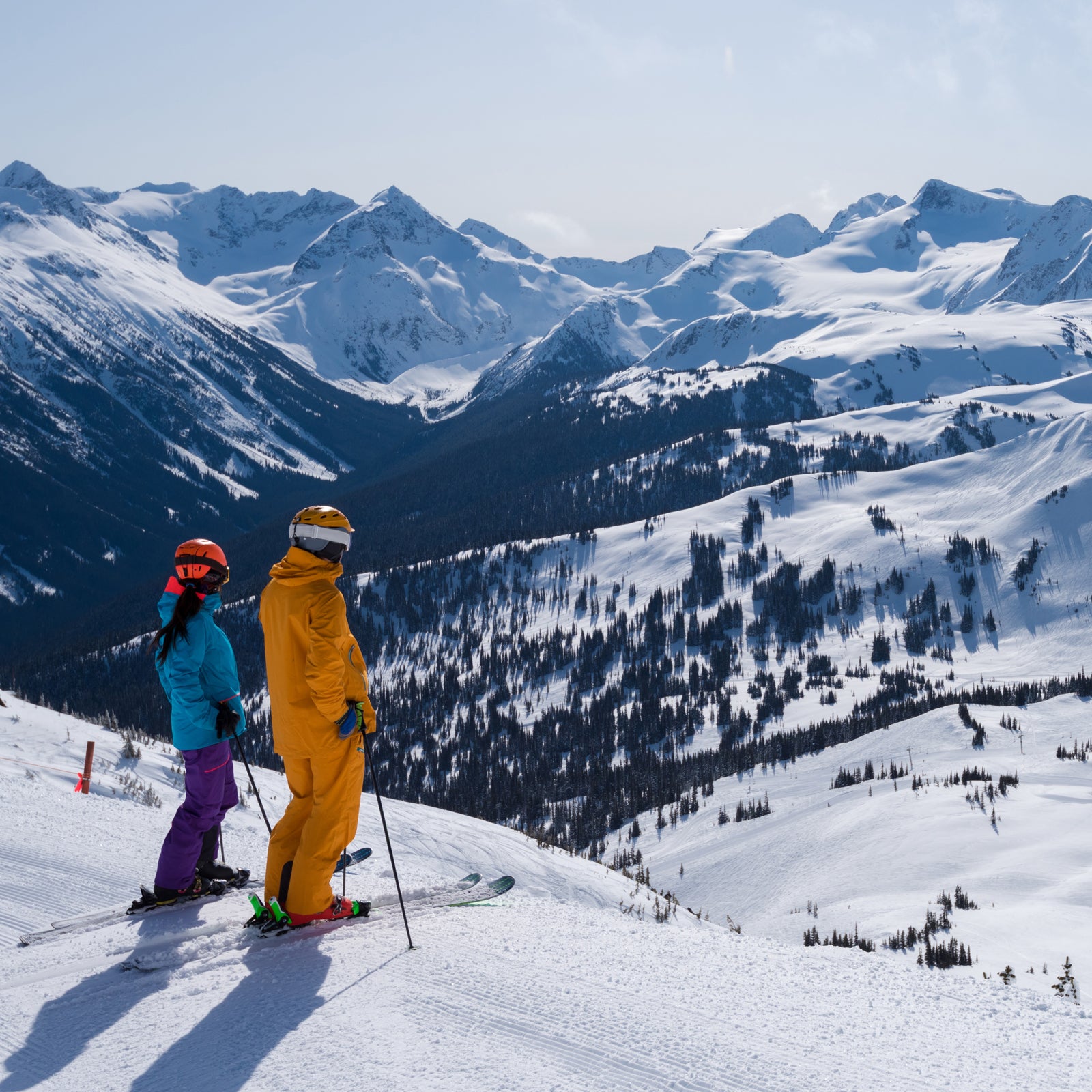 Couple enjoying a ski vacation