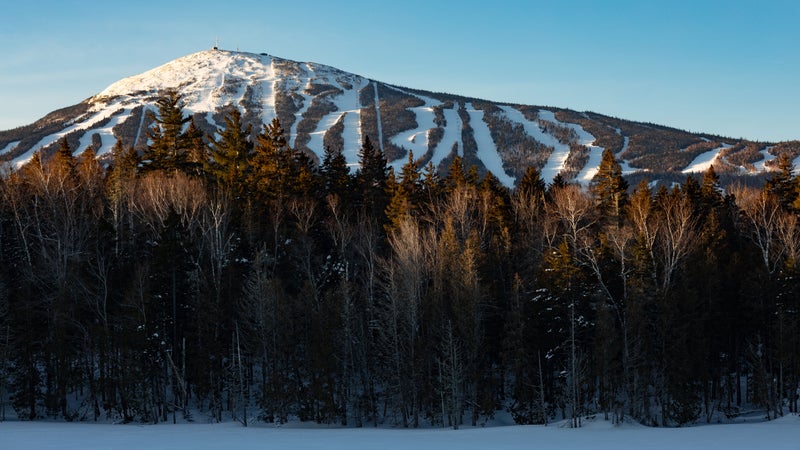 Sunrise over Sugarloaf Ski Mountain in western Maine.