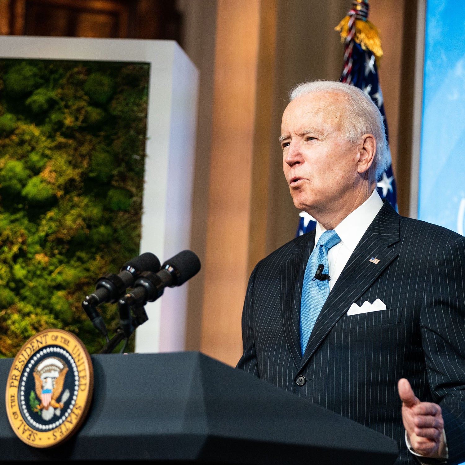 President Biden delivers remarks during the virtual Leaders Summit on Climate at the White House on April 23, 2021.