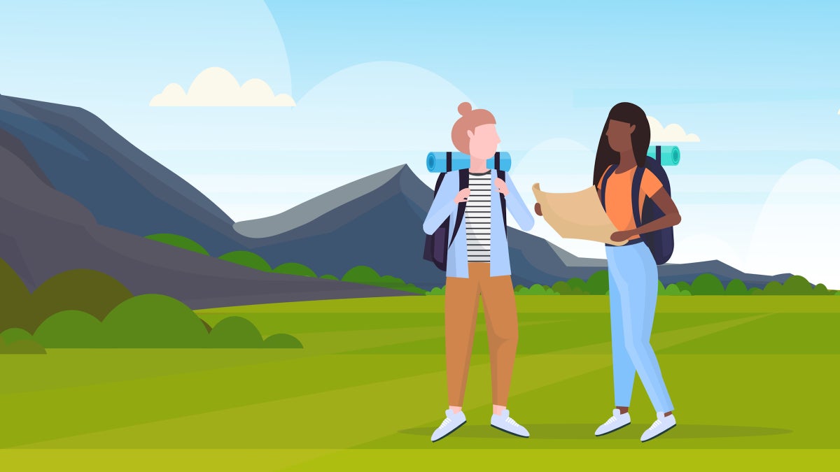 Семья путешествует на телеге с горы вектор. Морской пейзаж в иллюстраторе. Автобус flat. Пейзаж в иллюстраторе. Семья путешествует на телеге с горы вектор.